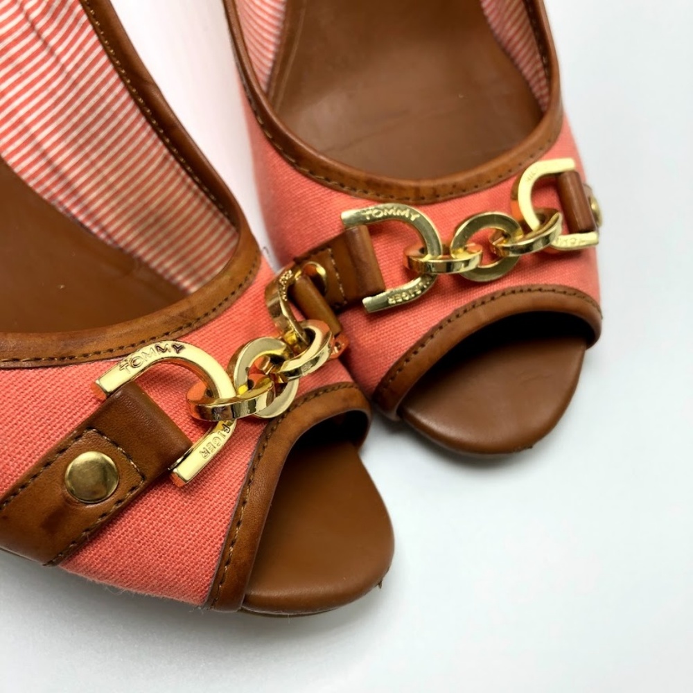 Tommy Hilfiger cork peep toe wedges Chain 8.5 - Picture 6 of 7